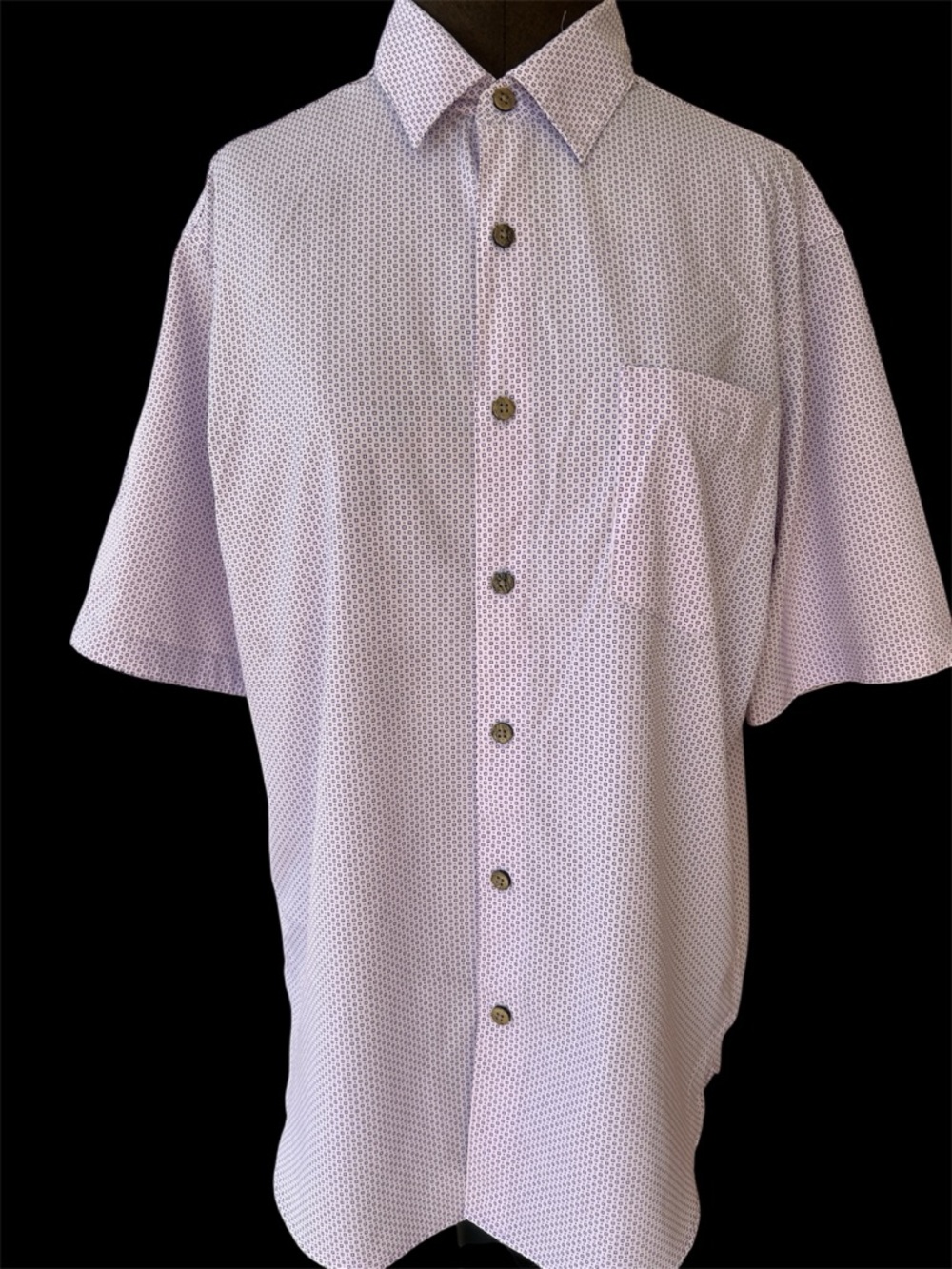Men's Short-Sleeve Dress Shirt in Light Lavender Micro-Print